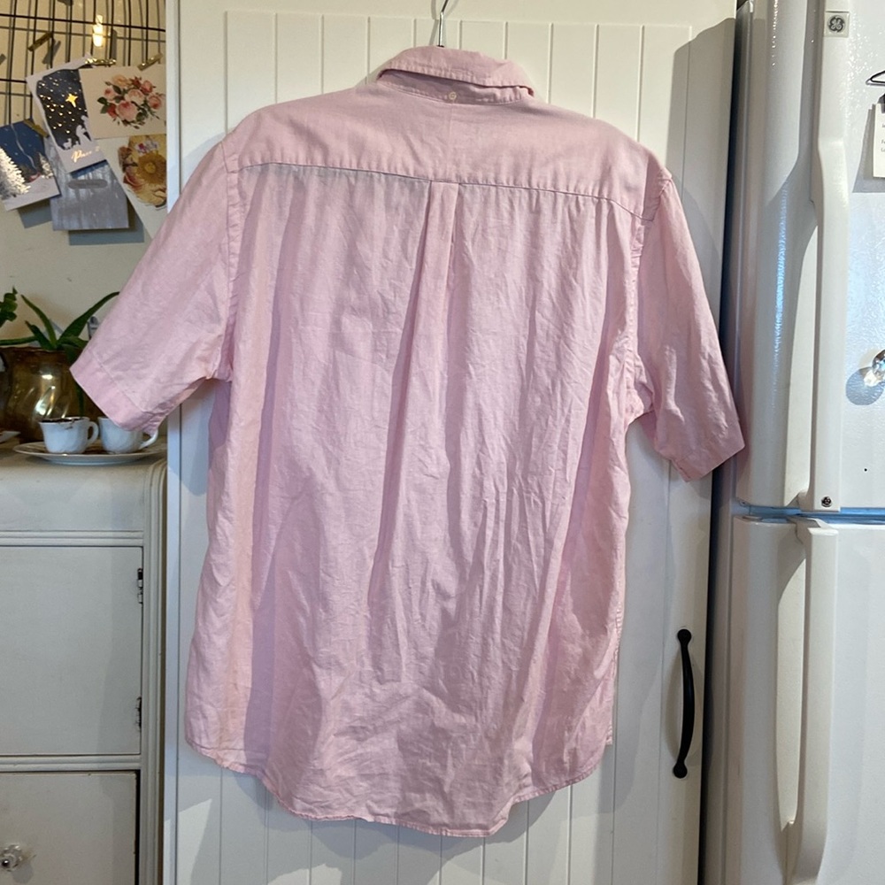 ♥️ HOST PICK ♥️ CHAPS men’s pink linen blend short sleeve L - Picture 2 of 10